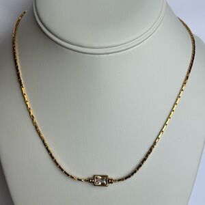 Elegant Gold or Silver Necklace with Square Pendant